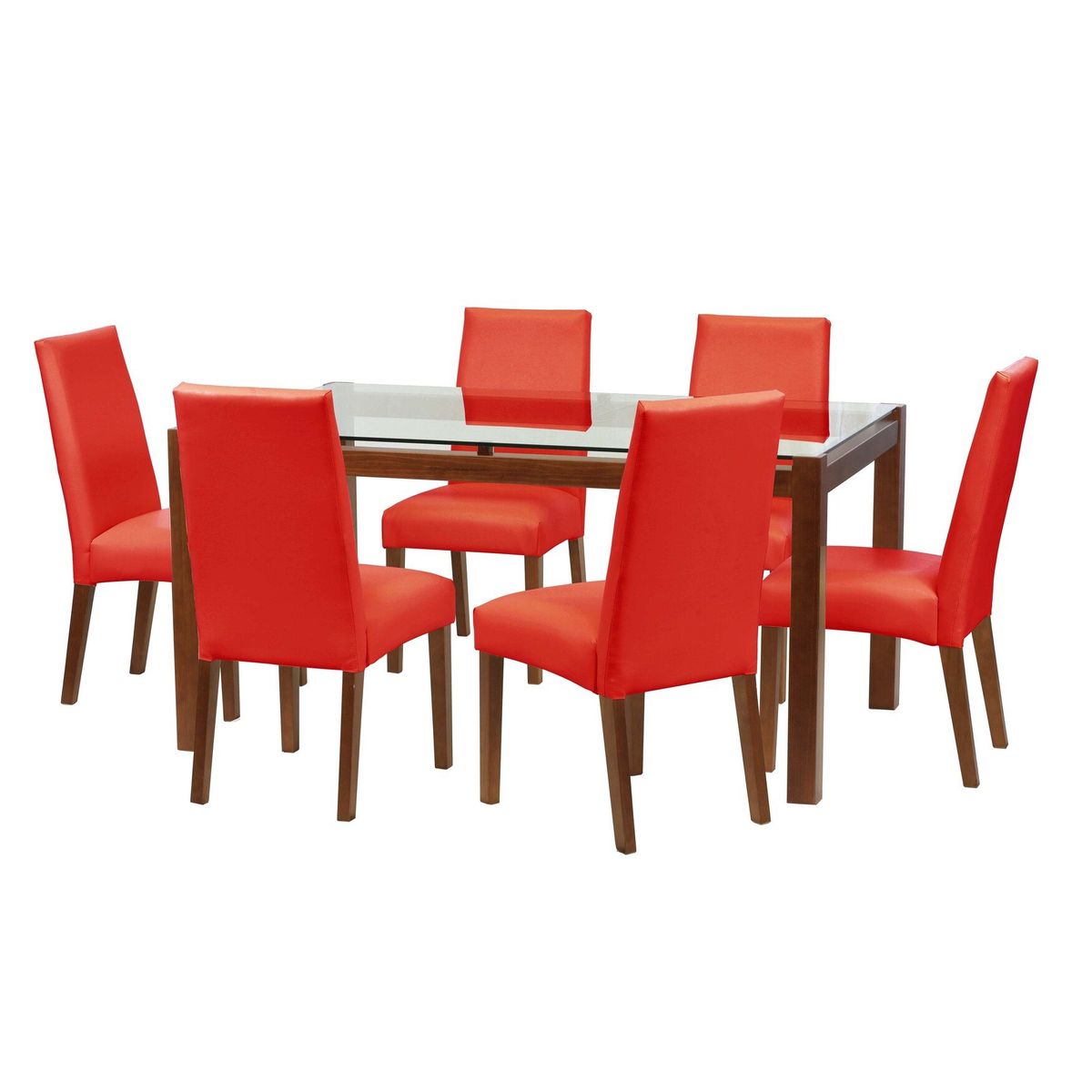 LATAM HOME - Juego De Comedor Barcelona 1600X1000 Silla Cadiz PU Rojo
