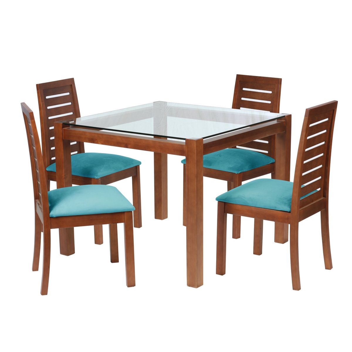 LATAM HOME - Juego De Comedor Barcelona 1000X1000 Silla Tenerife Tela Turquesa