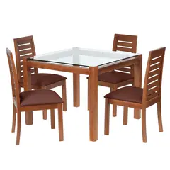 LATAM HOME - Juego De Comedor Barcelona 1000X1000 Silla Tenerife PU Chocolate