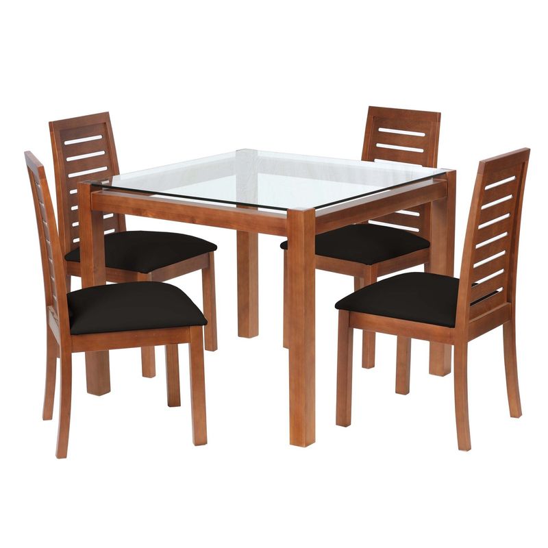 LATAM HOME - Juego De Comedor Barcelona 1000X1000 Silla Tenerife PU Negro