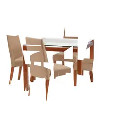 LATAM HOME - Juego De Comedor Barcelona 1000X1000 Silla Cadiz Tela Beige