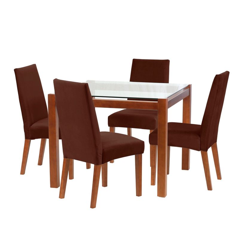 LATAM HOME - Juego De Comedor Barcelona 1000X1000 Silla Cadiz Tela Chocolate