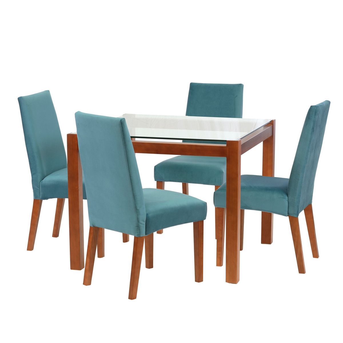 LATAM HOME - Juego De Comedor Barcelona 1000X1000 Silla Cadiz Tela Turquesa