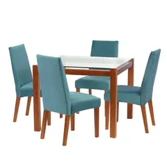LATAM HOME - Juego De Comedor Barcelona 1000X1000 Silla Cadiz Tela Turquesa