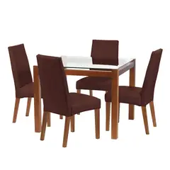LATAM HOME - Juego De Comedor Barcelona 1000X1000 Silla Cadiz PU Chocolate
