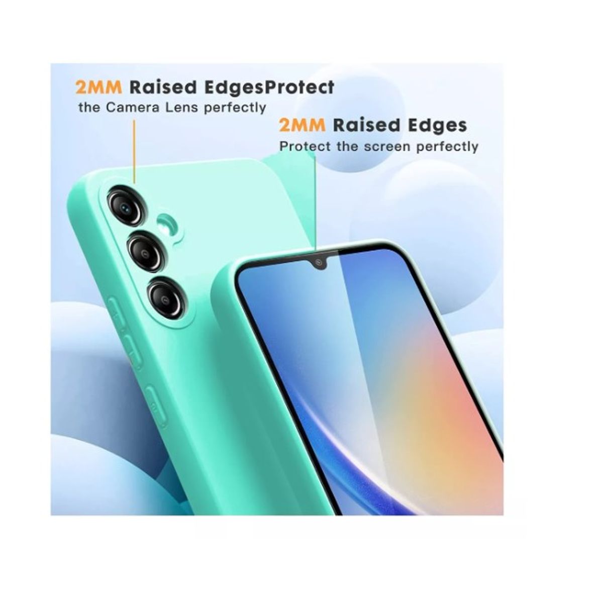 GENERICO - Carcasa Silicona Para Samsung A14 Menta + Lamina Completa