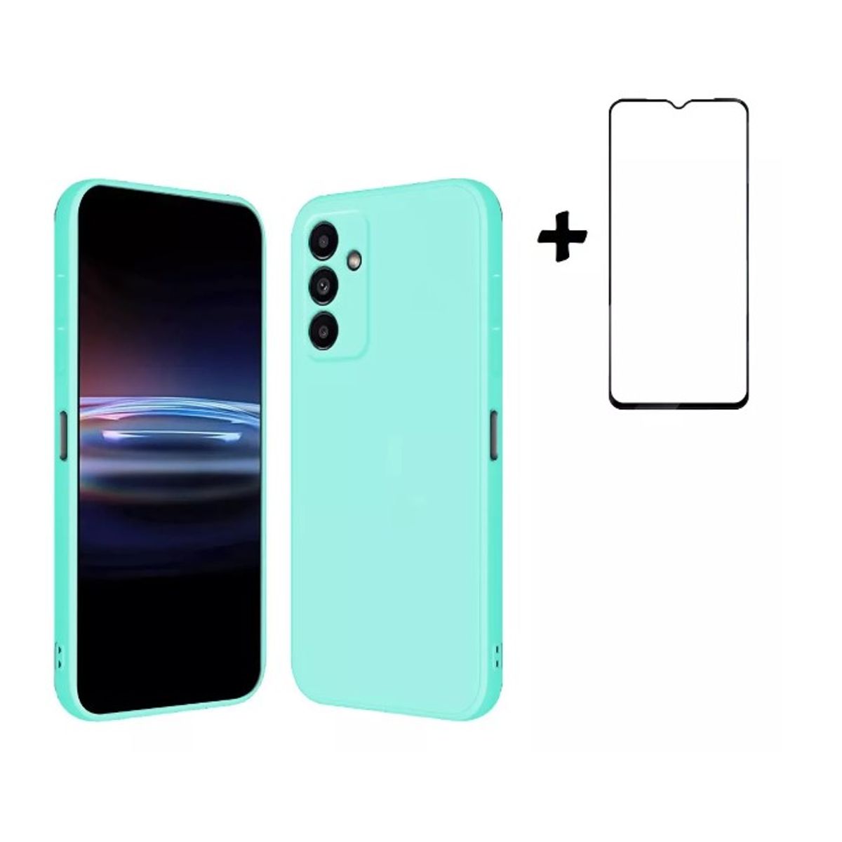 GENERICO - Carcasa Silicona Para Samsung A14 Menta + Lamina Completa