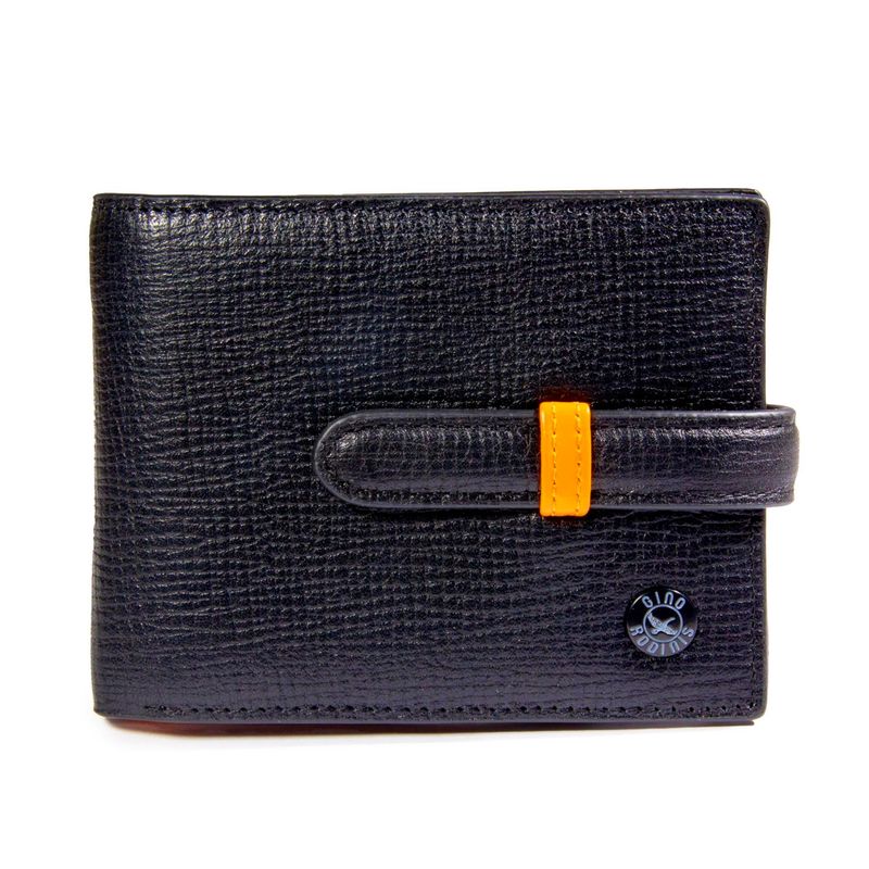 GINO RODINIS - Billetera de Cuero Eros 586 Negro/Naranja Oxidado