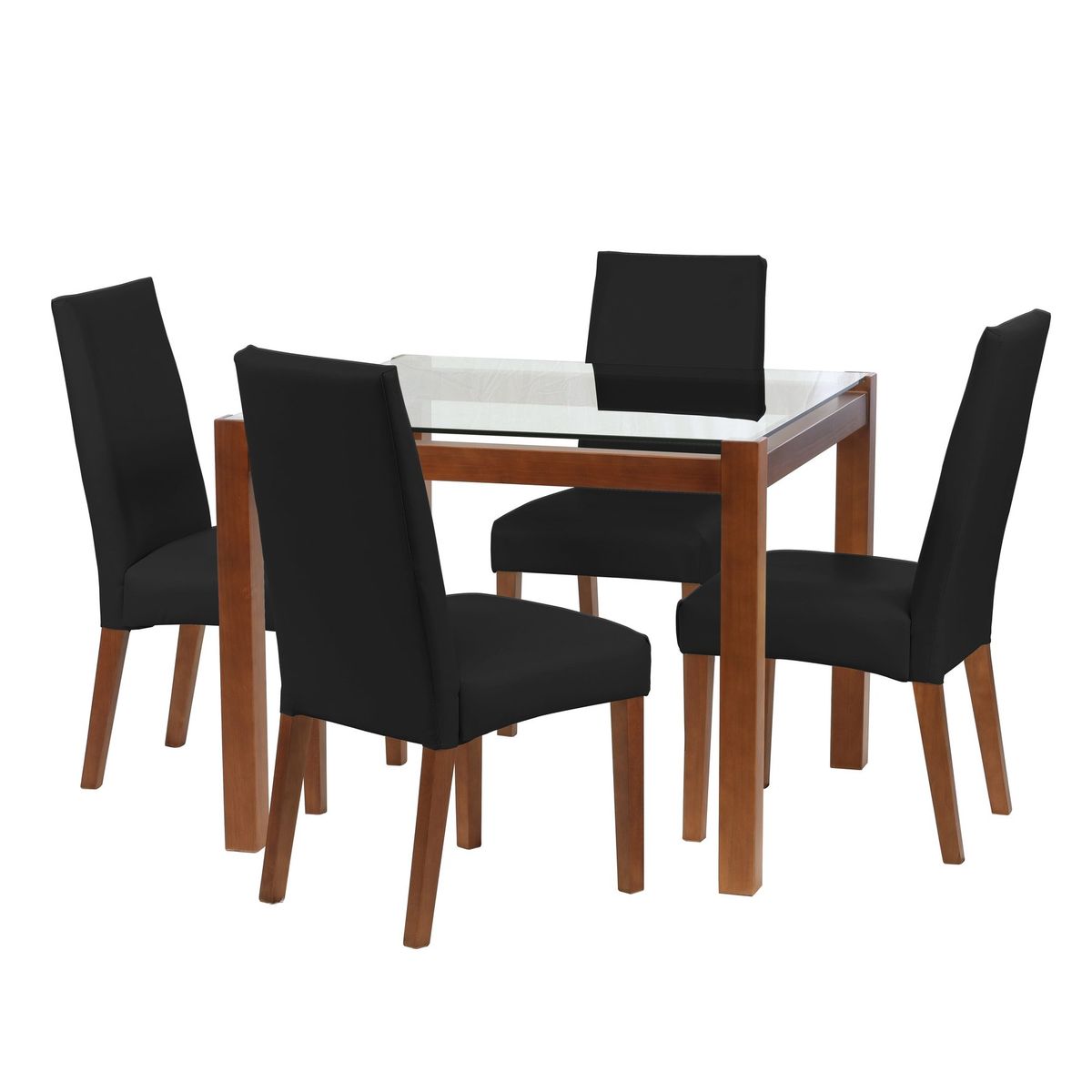 LATAM HOME - Juego De Comedor Barcelona 1000X1000 Silla Cadiz PU Negro