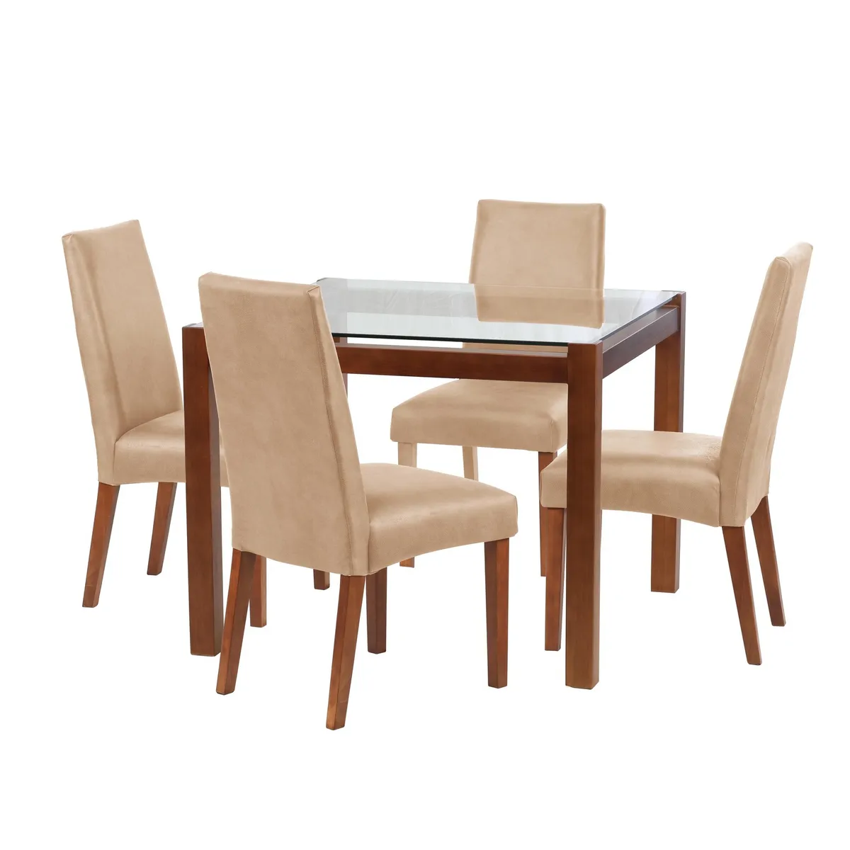 LATAM HOME - Juego De Comedor Barcelona 1000X1000 Silla Cadiz Cuero Beige