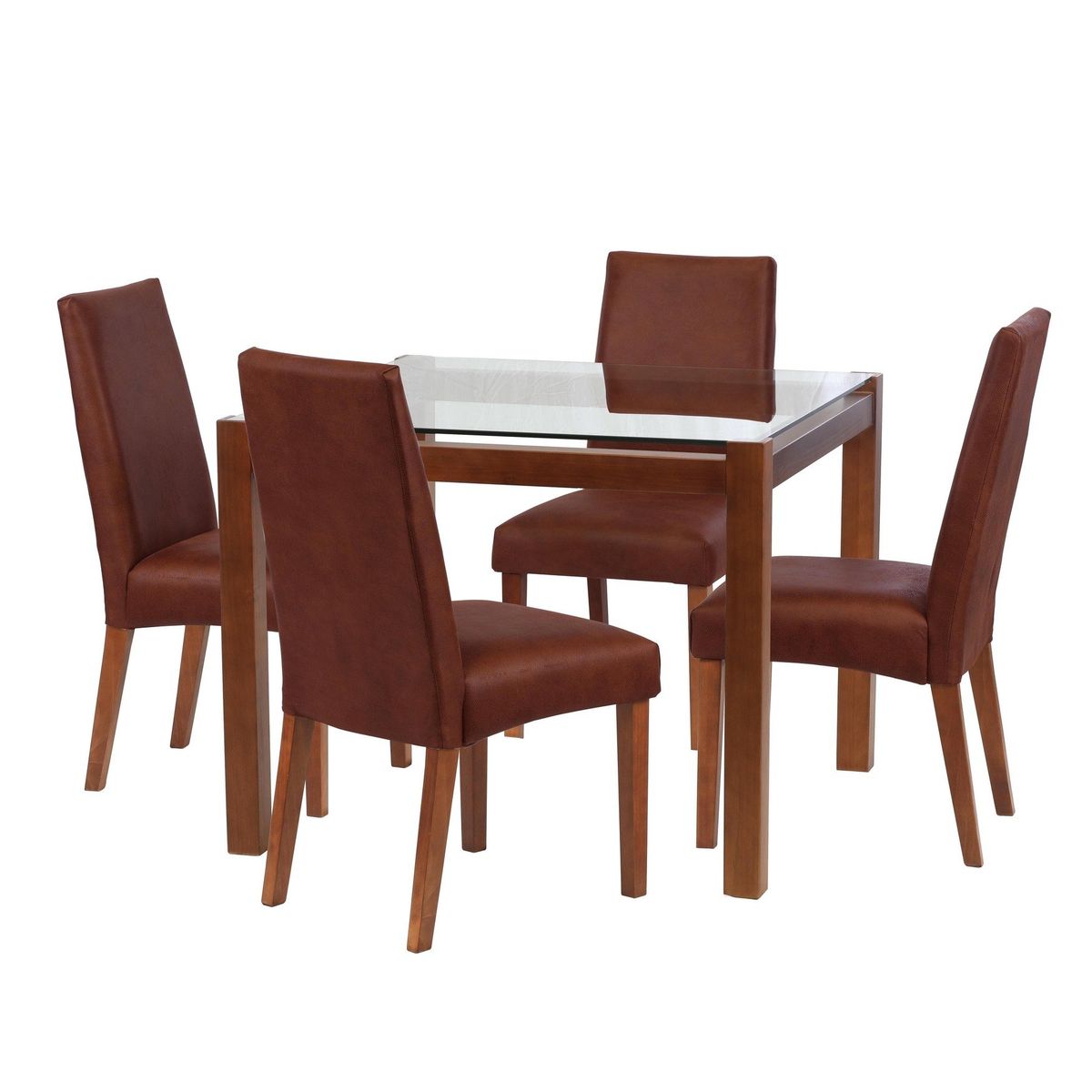 LATAM HOME - Juego De Comedor Barcelona 1000X1000 Silla Cadiz Cuero Cafe Moro