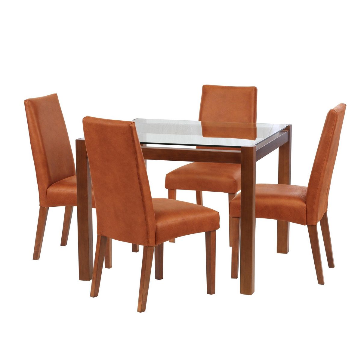 LATAM HOME - Juego De Comedor Barcelona 1000X1000 Silla Cadiz Cuero Café Claro