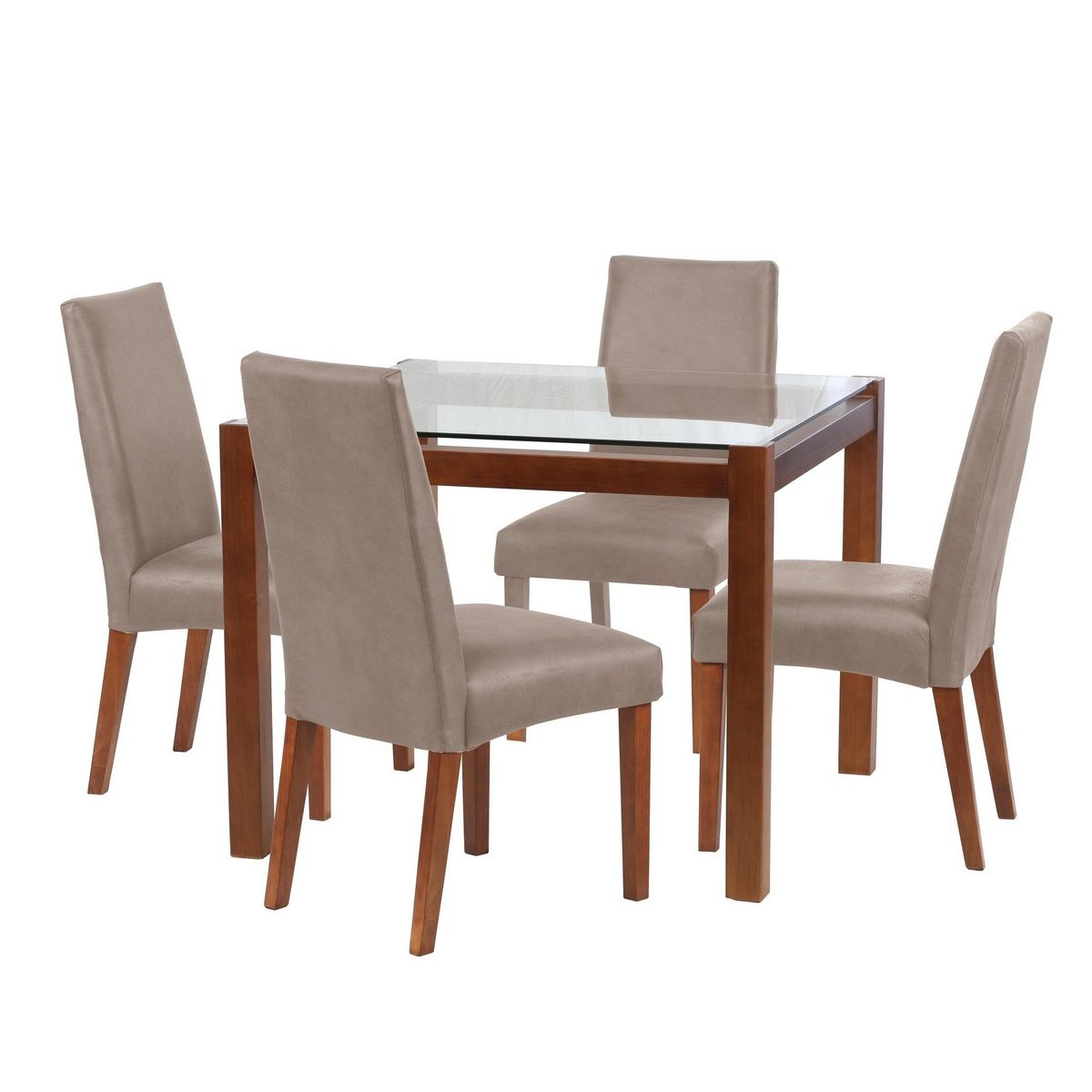 LATAM HOME - Juego De Comedor Barcelona 1000X1000 Silla Cadiz Cuero Gris