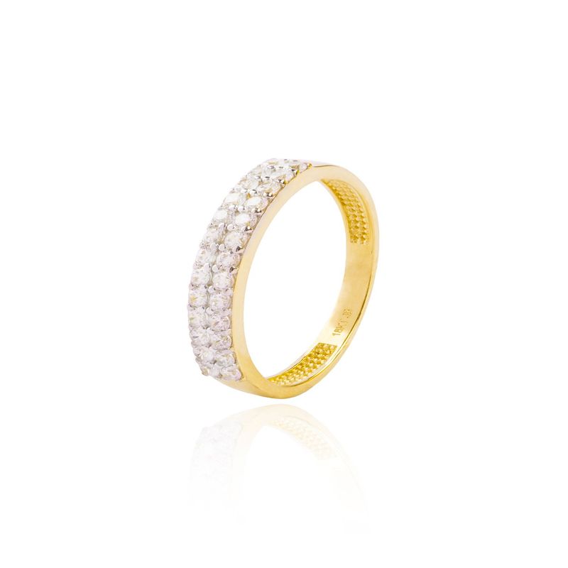 JB JOYAS BARON - Anillo Compromiso de Oro 18Kt Doble Fila Circonitas