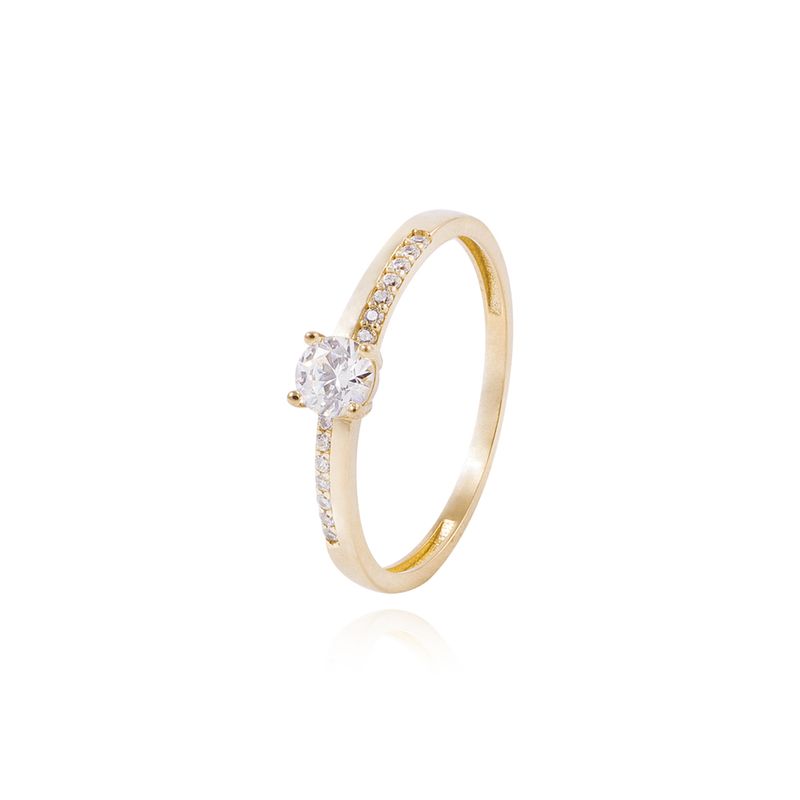 JB JOYAS BARON - Anillo Compromiso de Oro 18Kt Circon Central 4mm