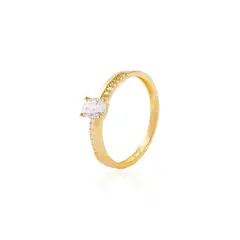 JB JOYAS BARON - Anillo Compromiso de Oro 18Kt Circon Central 4mm