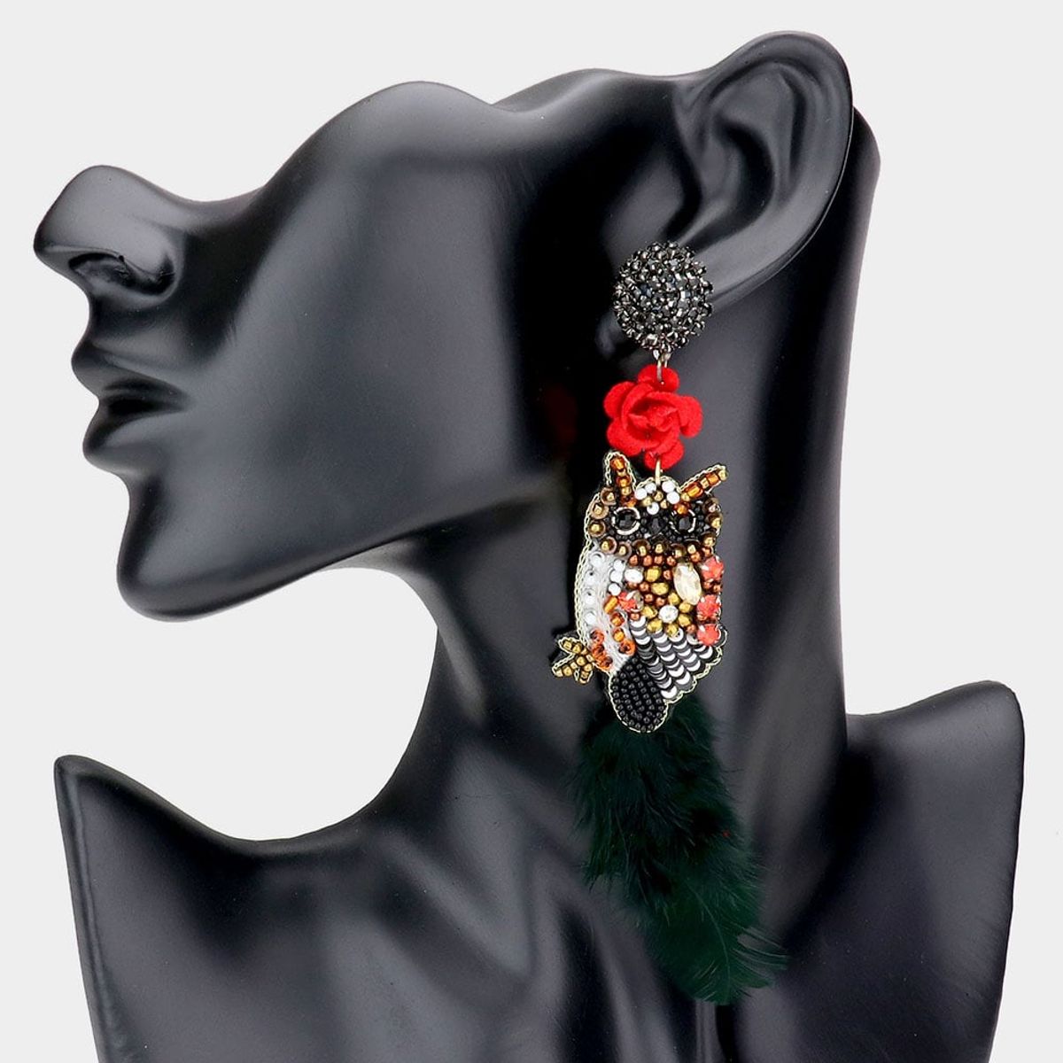 VANE COLLECTION - Aros para mujer boho livianos búho rojos urban bordados