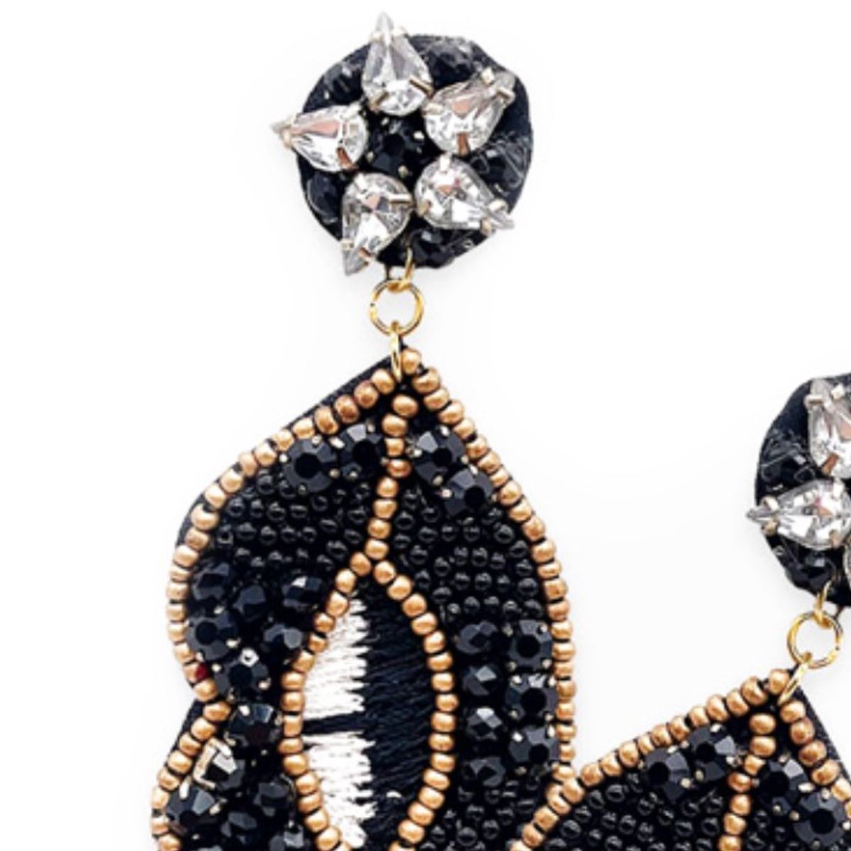 VANE COLLECTION - Aros mujer boho liviano beso negros bordado a mano