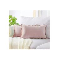 Pack 2 Fundas De Cojin Terciopelo Pompon 30x50 Rosa