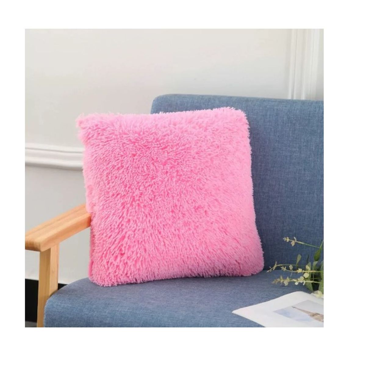 GENERICO - Funda Cojines Decorativo Cojin Peludos Rosa