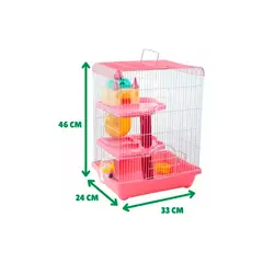 GENERICO - Jaula Para Hamster De Tres Pisos Con Accesorios Rueda Casa