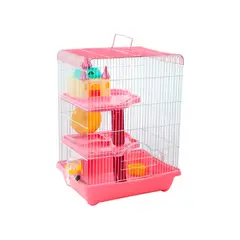 GENERICO - Jaula Para Hamster De Tres Pisos Con Accesorios Rueda Casa