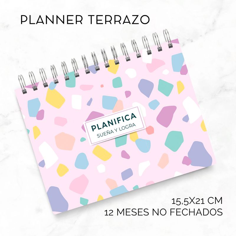 FATI - Planner anual horizontal Terrazo 12 meses no fechados