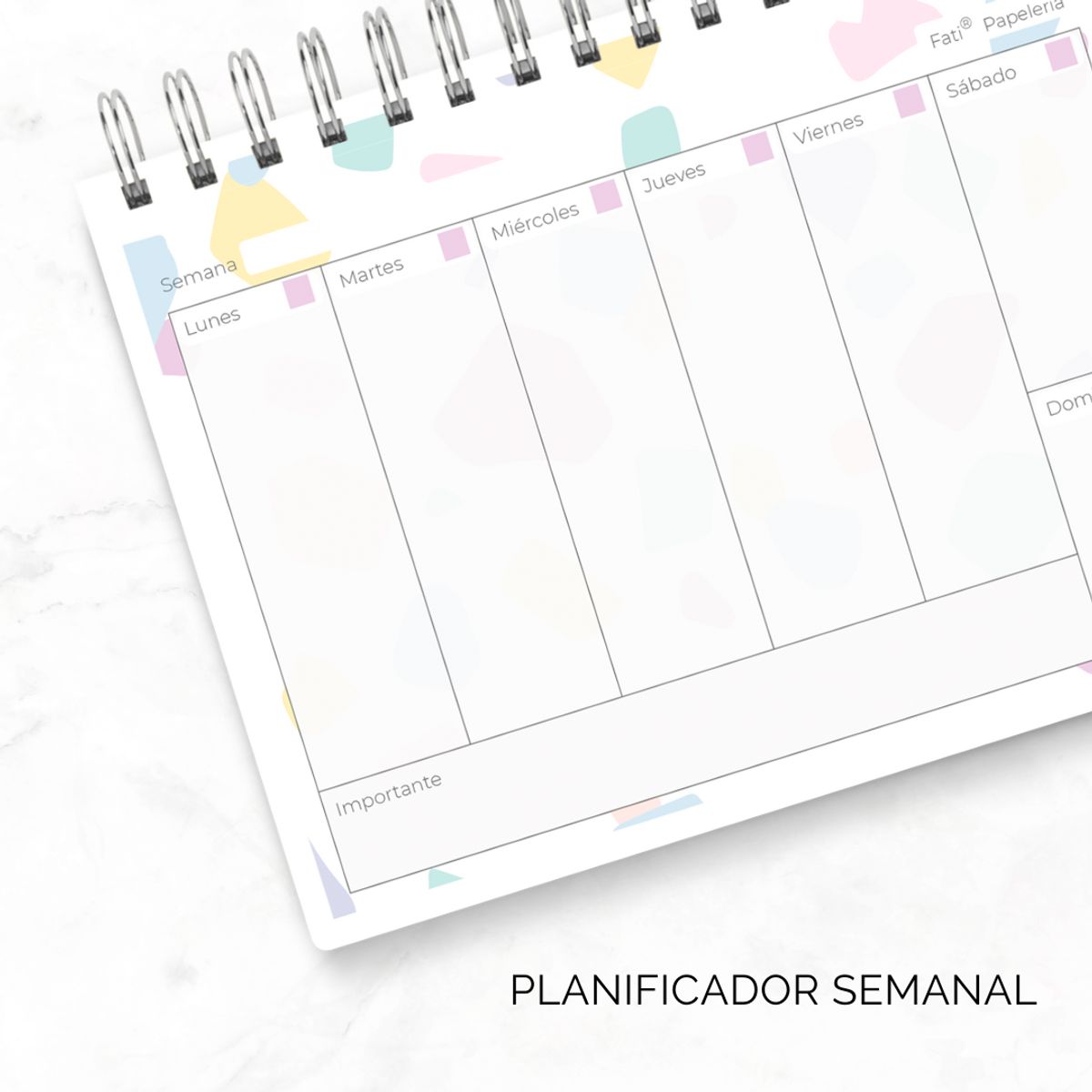 FATI - Planner anual horizontal Terrazo Pastel 12 meses no fechados