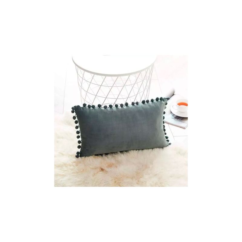 GENERICO - Pack 2 Fundas De Cojin Terciopelo Pompon 30x50