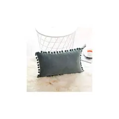 GENERICO - Pack 2 Fundas De Cojin Terciopelo Pompon 30x50
