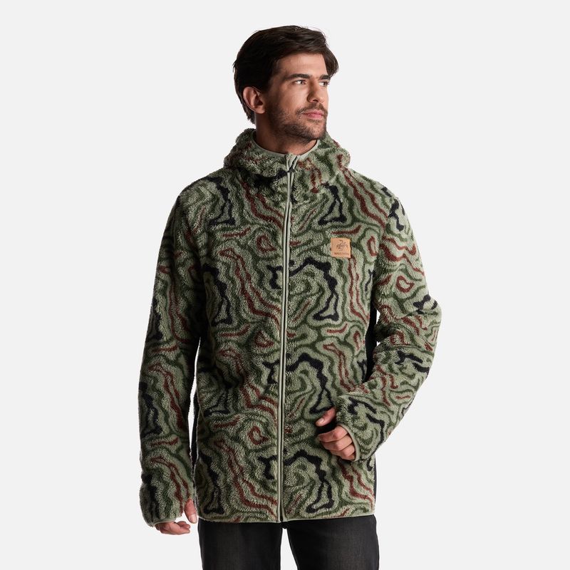 HAKA HONU - Poleron Hombre Calur-oso Print Verde Haka Honu
