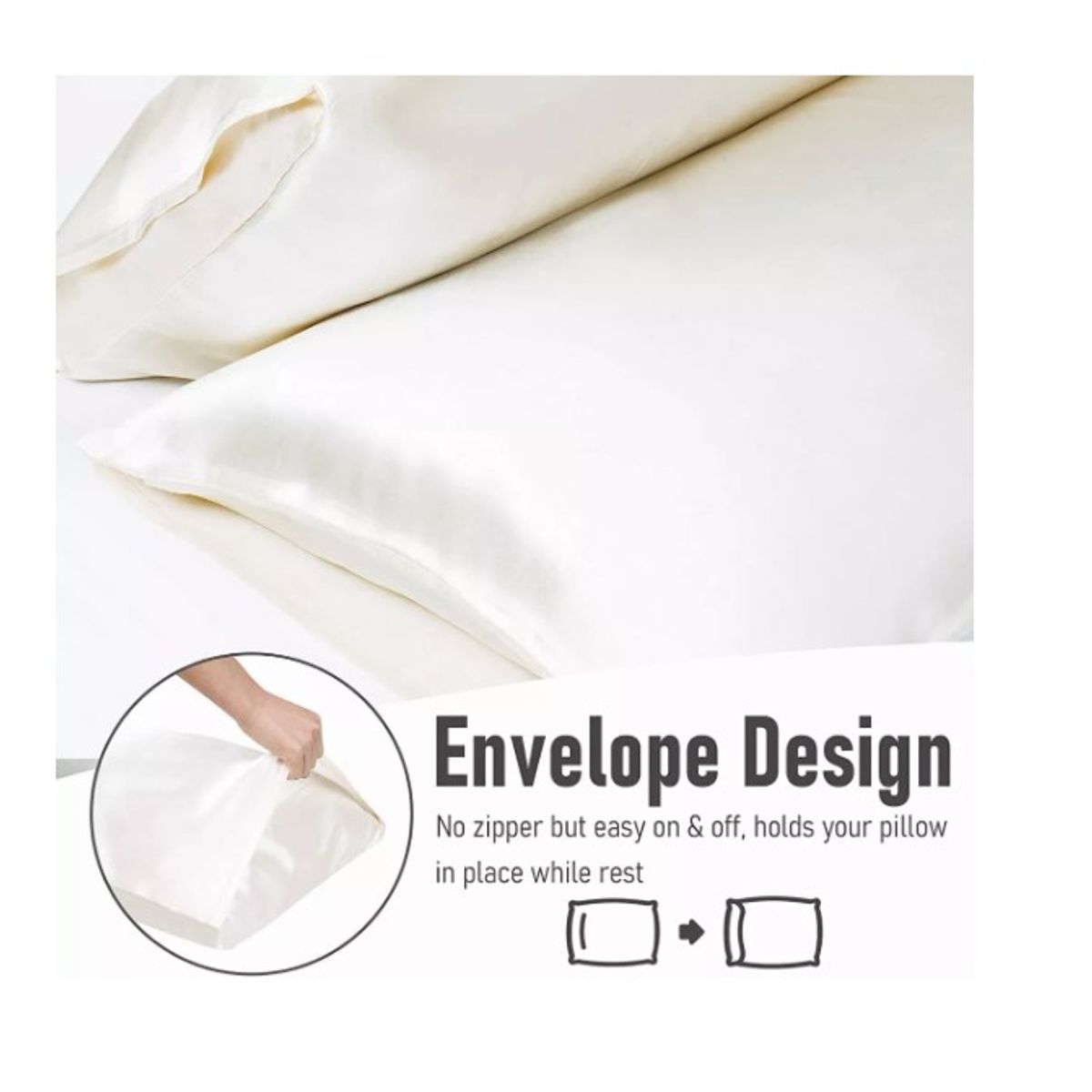 GENERICO - Funda Almohada Satin Saten Tipo Seda Set X2 Unids 51×102 Cm Marfil