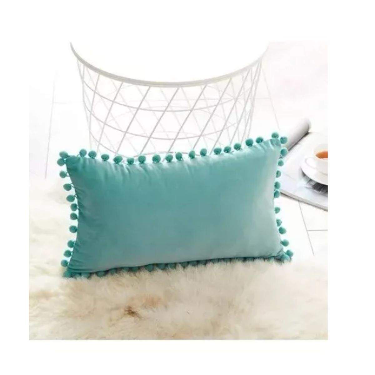 GENERICO - Pack 2 Fundas De Cojin Terciopelo Pompon 30x50