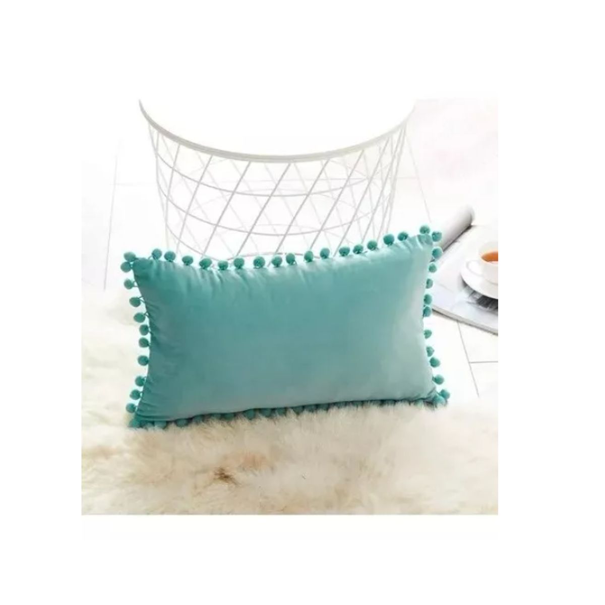 GENERICO - Pack 2 Fundas De Cojin Terciopelo Pompon 30x50