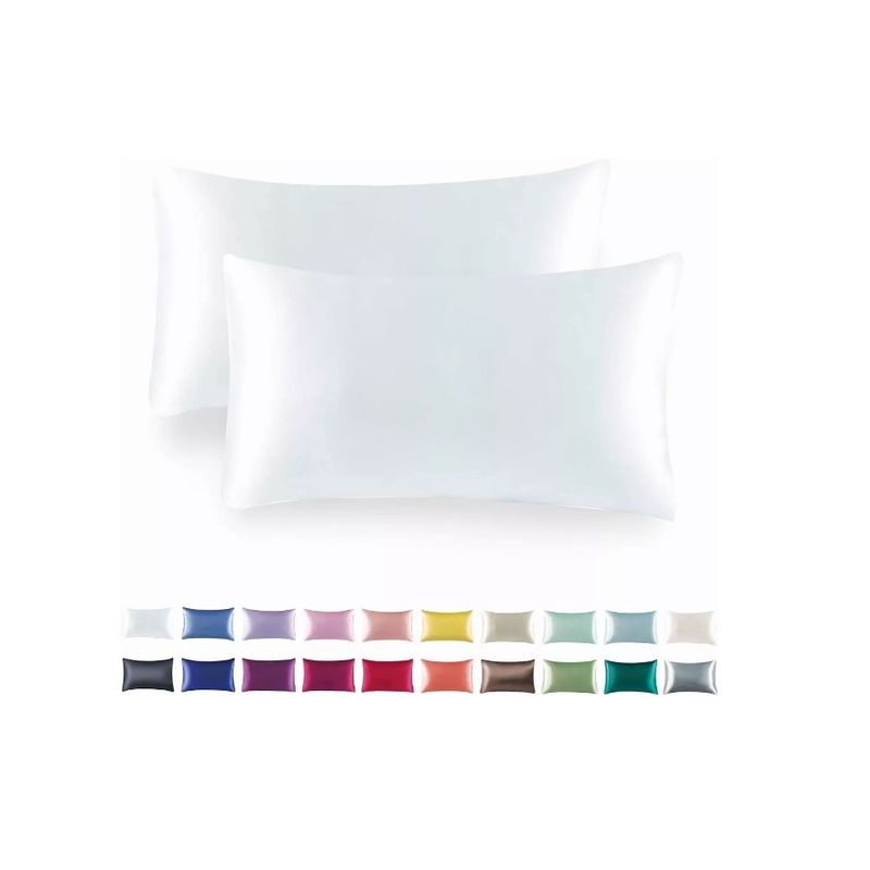 GENERICO - Funda Almohada Satin Saten Tipo Seda Set X2 Unids 51×102 Cm Blanco
