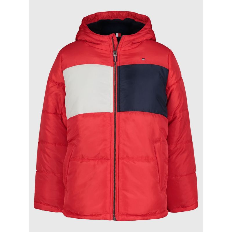 TOMMY HILFIGER - Parka Puffer Color Block Rojo Tommy Hilfiger