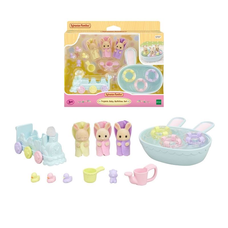 SYLVANIAN FAMILIES - LA HORA DEL BAÑO DE LOS TRILLIZOS SYLVANIAN FAMILIES