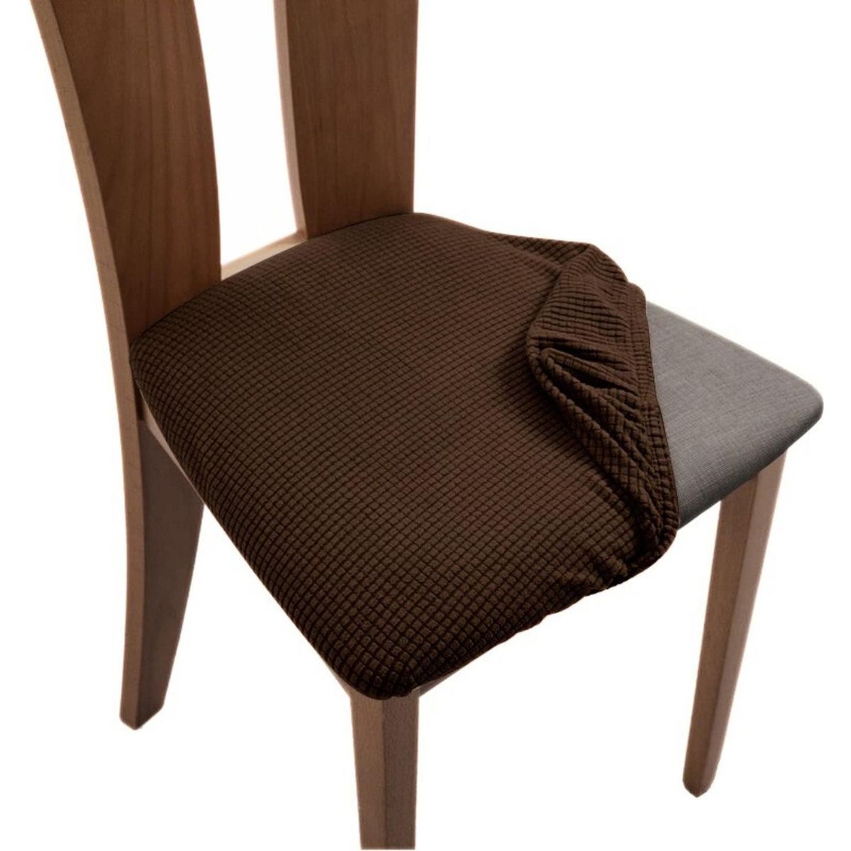 GENERICO - Pack 6 Fundas De Asiento Elasticadas Para Sillas Comedor - Chocolate