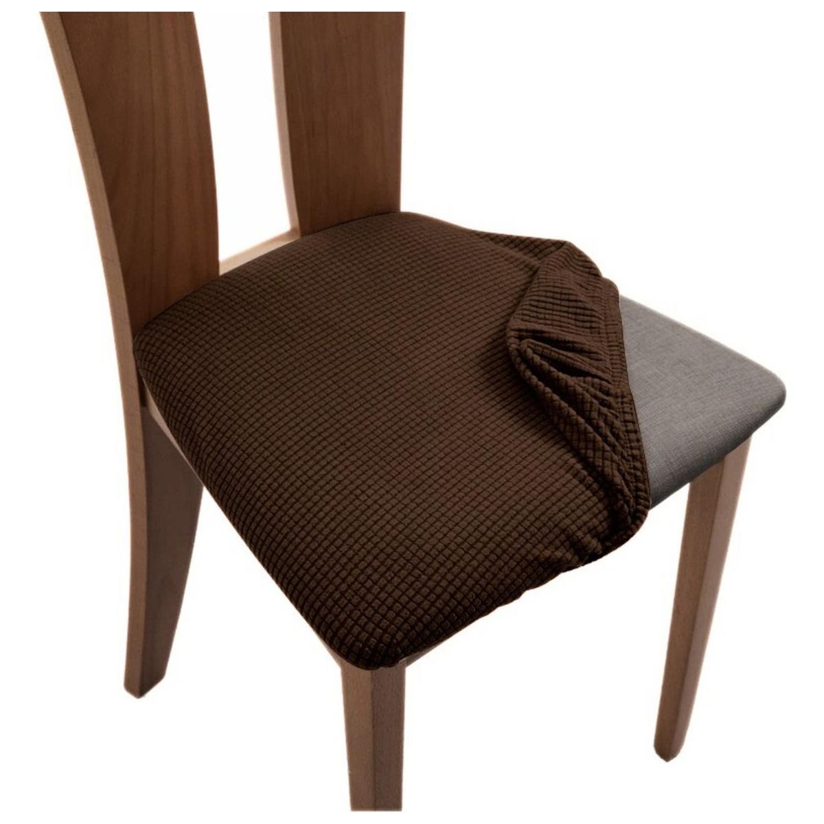 GENERICO - Pack 6 Fundas De Asiento Elasticadas Para Sillas Comedor - Chocolate