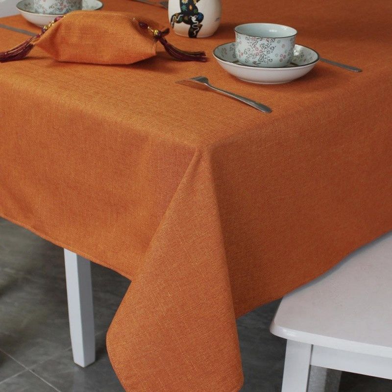 GENERICO - Mantel Rectangular 140cmx220cm En Lino Para Mesa De 6 Sillas - Naranja