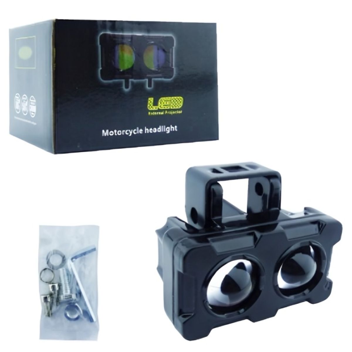 OEM - NEBLINERO LED PARA MOTO MINI 2 LED CUADRADO 40W DUO COLOR