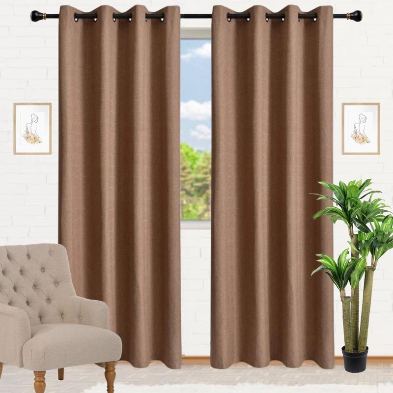 GENERICO - Cortina Blackout Engomado Térmica Tela Lino 140x220 Color-Marron claro
