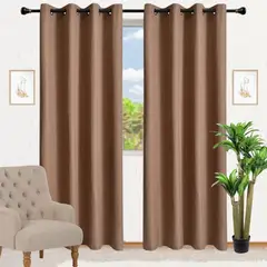 GENERICO - Cortina Blackout Engomado Térmica Tela Lino 140x220 Color-Marron claro