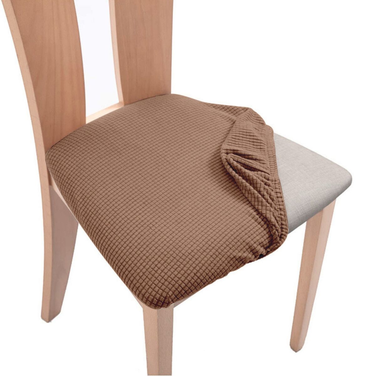 GENERICO - Pack 6 Fundas De Asiento Elasticadas Para Sillas Comedor Marron claro