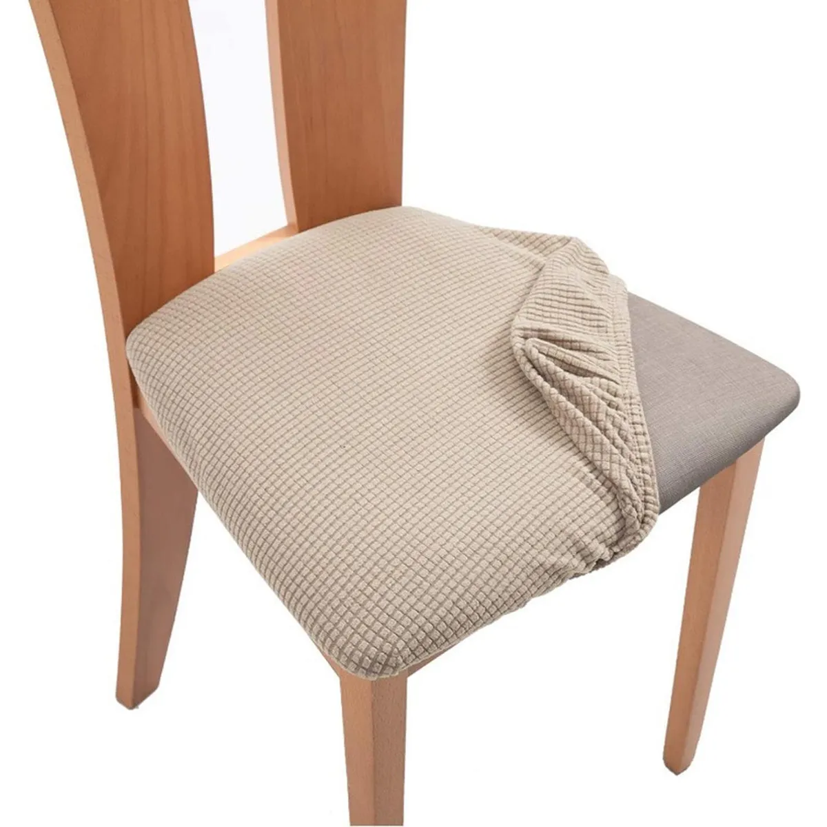GENERICO - Pack 6 Fundas De Asiento Elasticadas Para Sillas Comedor - Beige