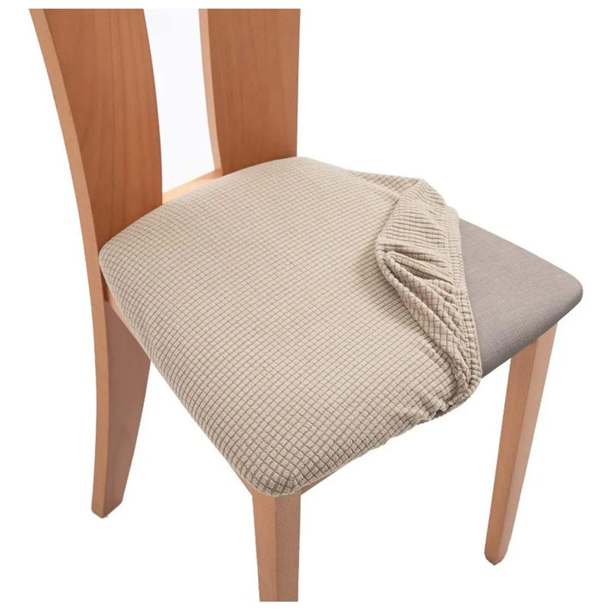 GENERICO - Pack 6 Fundas De Asiento Elasticadas Para Sillas Comedor - Beige