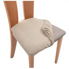 GENERICO - Pack 6 Fundas De Asiento Elasticadas Para Sillas Comedor - Beige