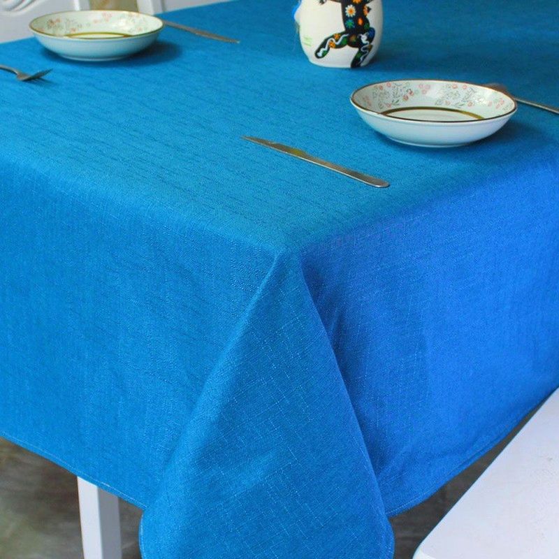 GENERICO - Mantel Rectangular 140cmx220cm En Lino Para Mesa De 6 Sillas Celeste