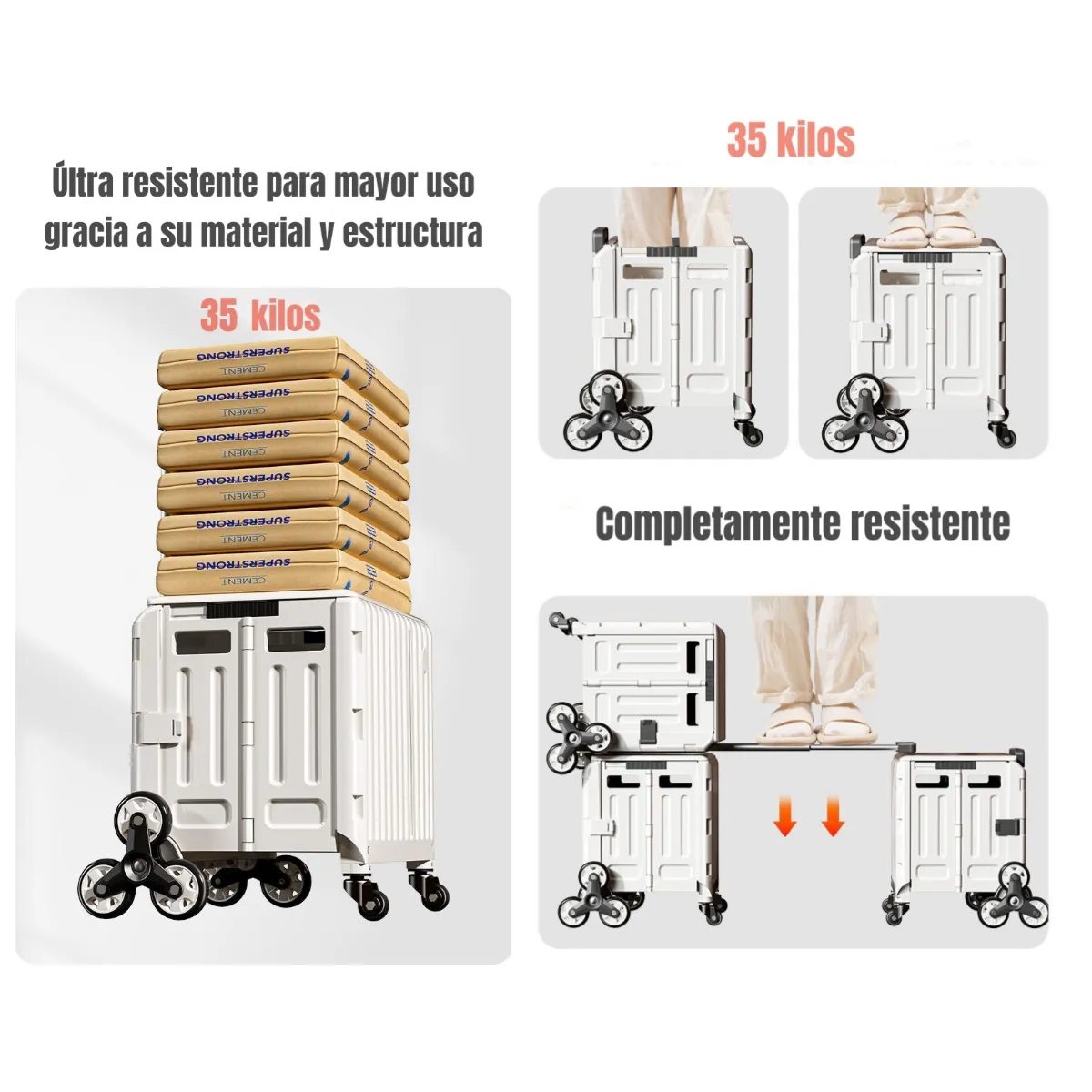 LUBABYCAS - Carrito de Compras Plegable Con Ruedas Trepadoras LuBabycas