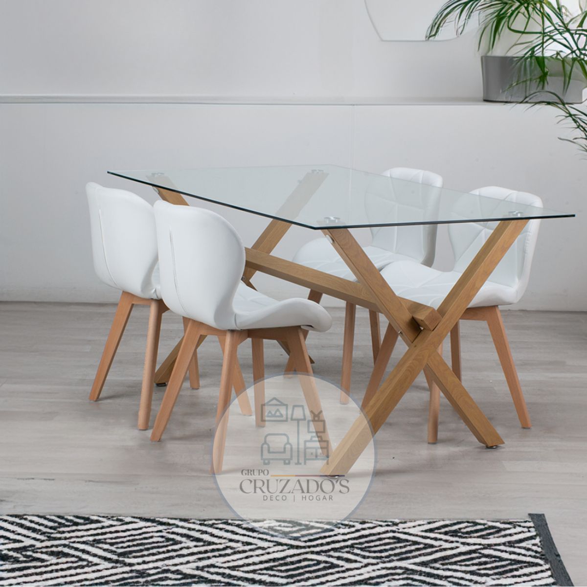 GENERICO - COMEDOR X 140X90 + 6 RADAR ECOCUERO BLANCO